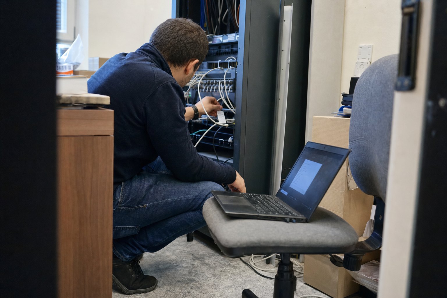 Inżynier rozpoczynający stałą obsługę systemów klienta